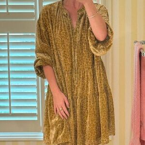 Karlie mustard yellow velvet floral print long sleeve dress
